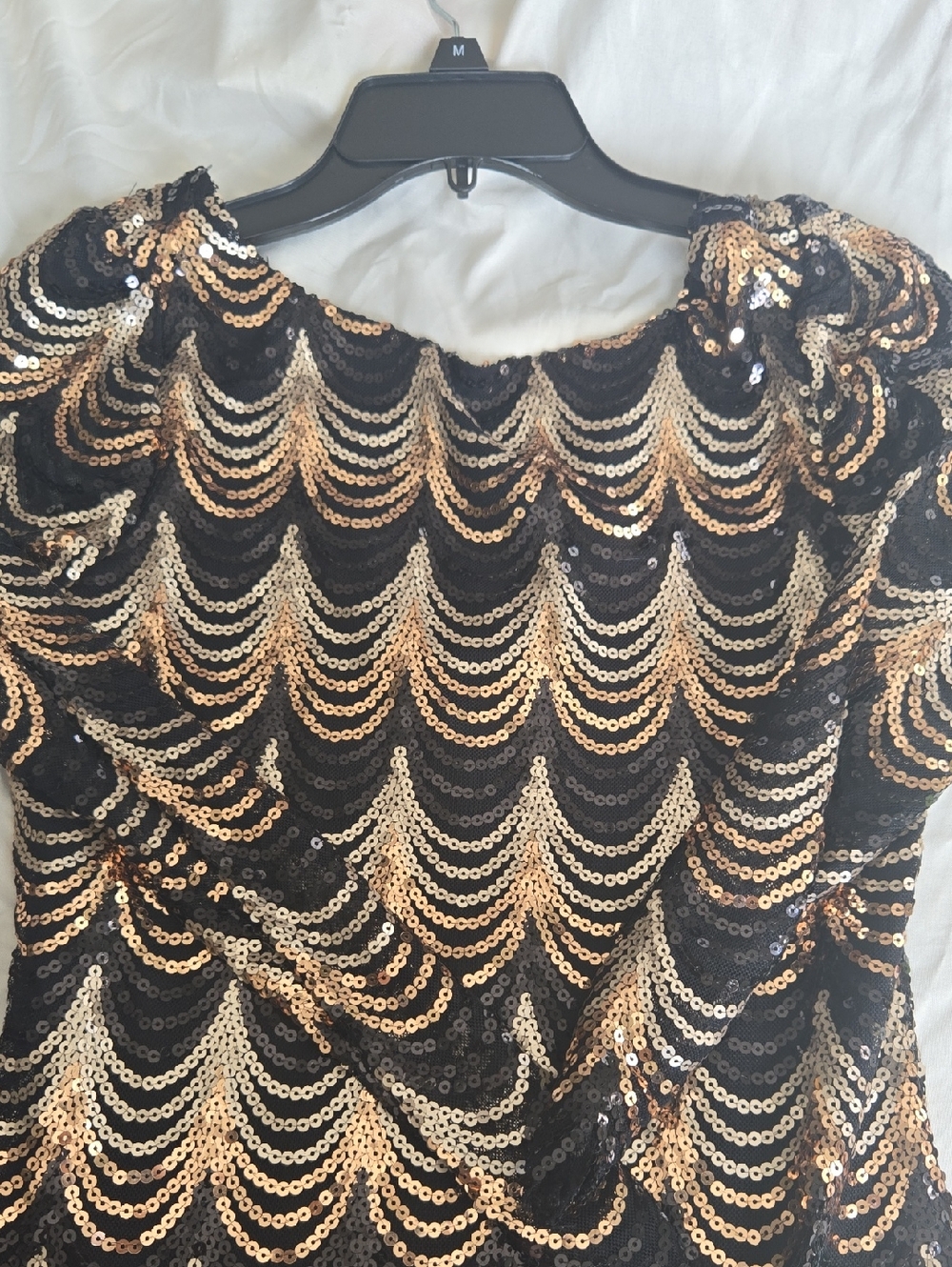 Charlotte Russe Black and Gold Sequin Party Dress